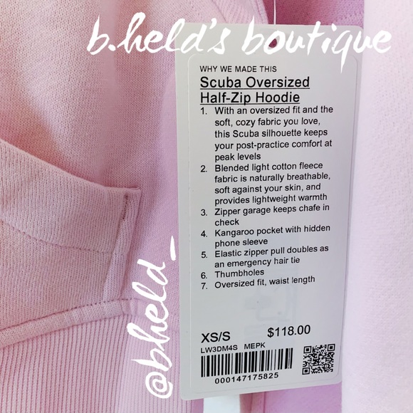 lululemon Scuba Oversized Half-Zip Hoodie in Meadowsweet Pink Size XS/S New NWT - Picture 2 of 15